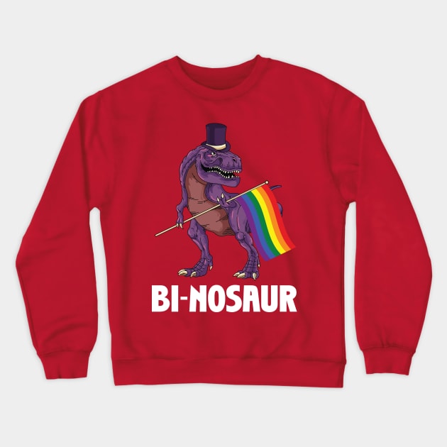 LGBT Bi-Nosaur Gay Pride Rainbow Flag Awareness Gay Lesbian Crewneck Sweatshirt by ghsp